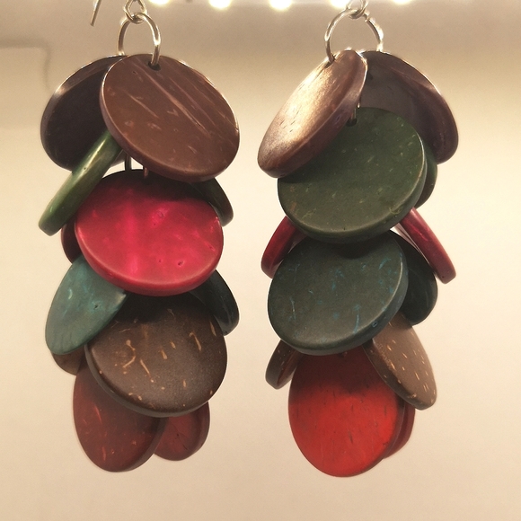 Tagua Nut disc drop earrings 🔥 - Picture 1 of 3